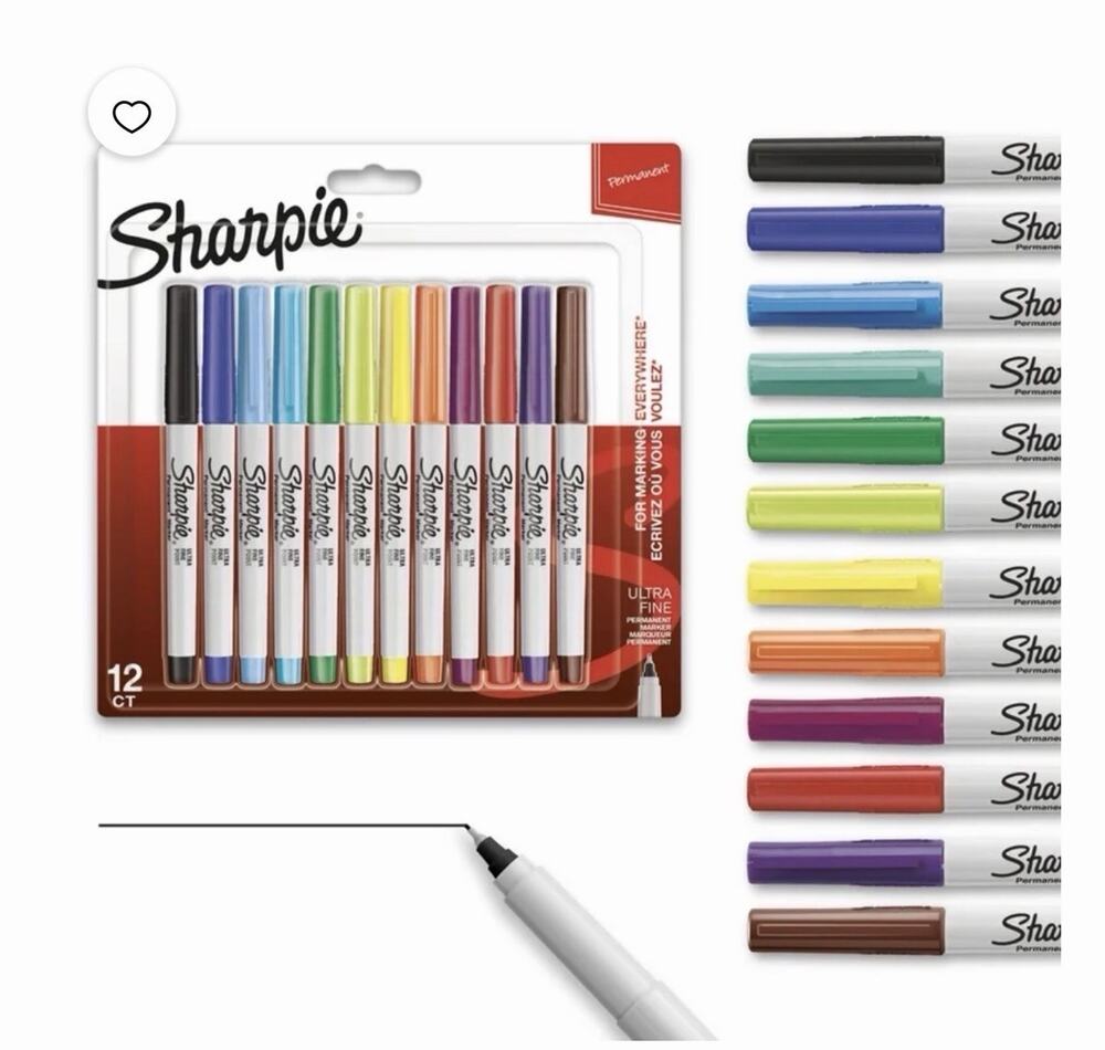Sharpie Permanent Markers Ultra Fine Point Assorted Colors 12 Count FAST SHIPPIN